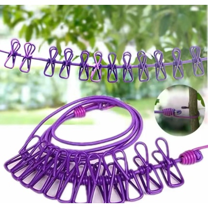 Portable Clothing Clothesline with 12 Clips