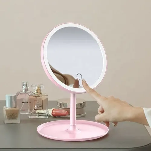DIMMABLE MAKEUP MIRROR WITH STORAGE TRAY