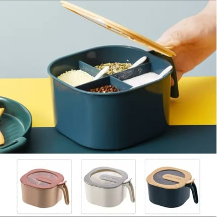 4 Grid Spice Jar Organizer Salt Shaker and Pepper Dustproof Jars for Spices