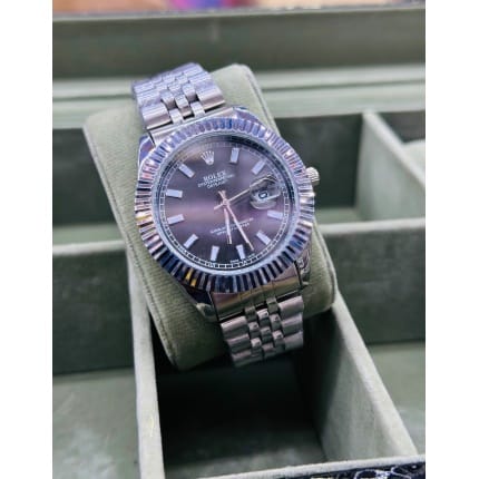 Rolex Silver strap with blue dial