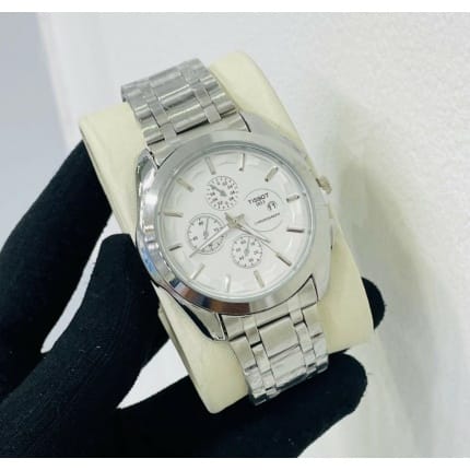 TISSOT FASHION STEEL STRAP WATCH FOR MEN SILVER STRAP WHITE DIAL
