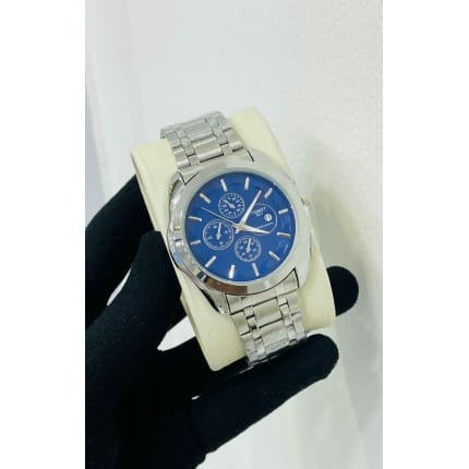 TISSOT FASHION STEEL STRAP WATCH FOR MEN SILVER STRAP BLUE DIAL