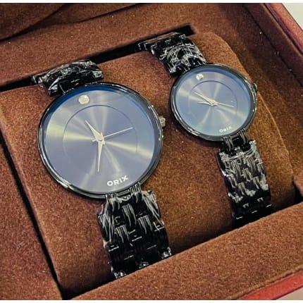 ORIX STEEL STRAP MOVADO NEW FASHIONABLE WATCHES FOR COUPLES BLACK